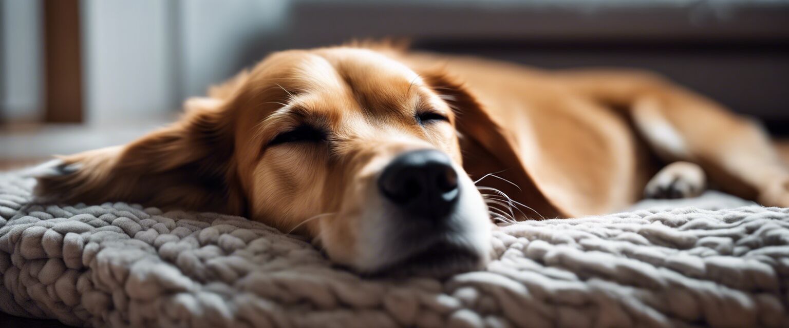 Dog sleeping on a comfortable bed