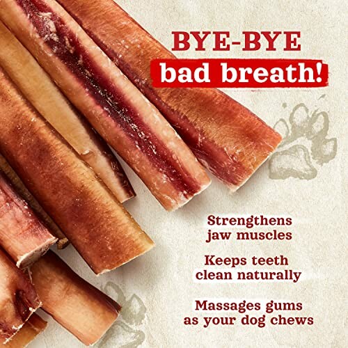 Dog chews promoting dental health benefits.
