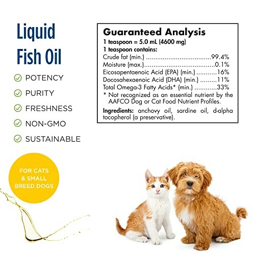 Liquid fish oil benefits and analysis with cat and dog.