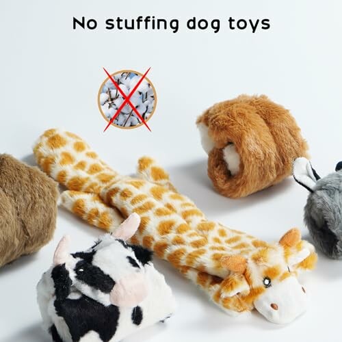 Plush no stuffing dog toys in animal shapes.