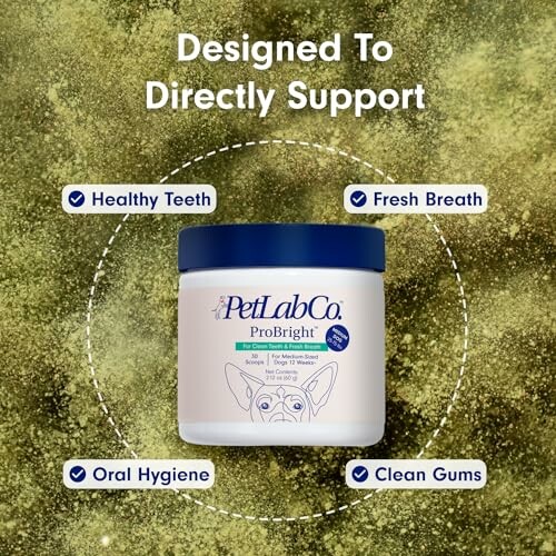 PetLabCo ProBright dental supplement with benefits for teeth, breath, hygiene, and gums.
